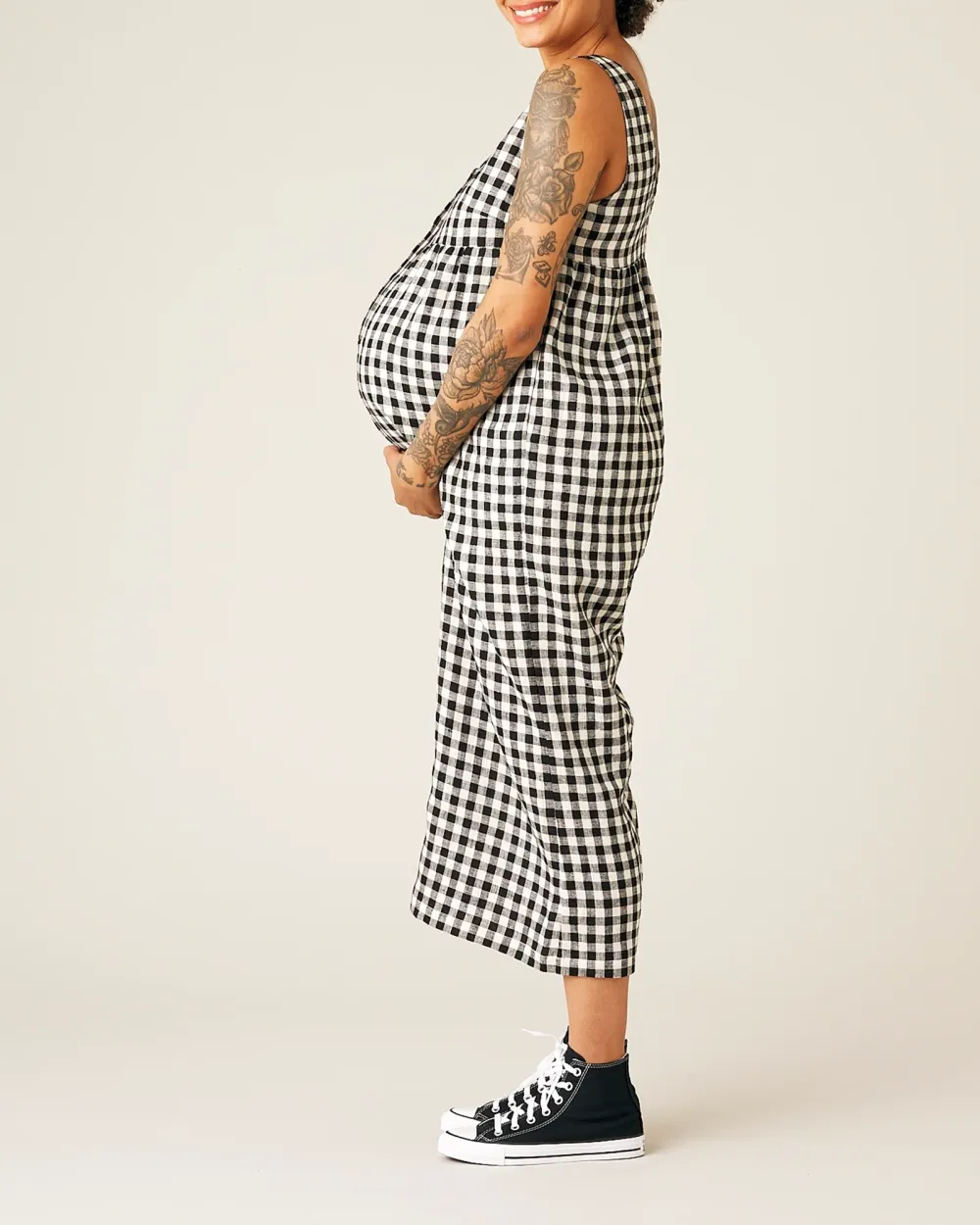 BLACK AND WHITE GINGHAM JUMPSUIT