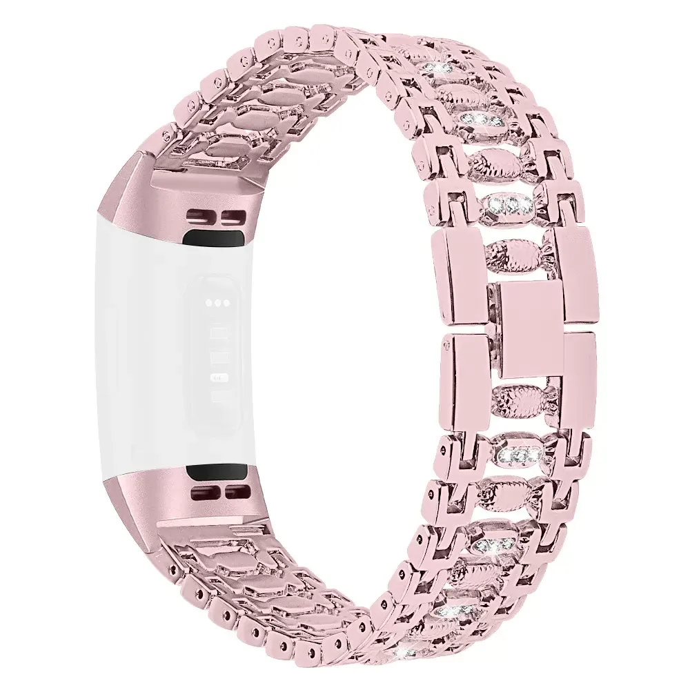 Bling Stainless Steel Metal Bracelet Strap Band For Fitbit Charge 3 Smart Watch Replaceable SmartWatch Support Accessories