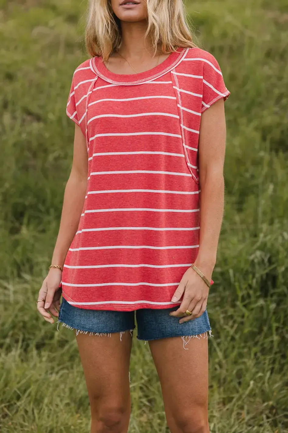 THERESA STRIPED TOP IN RED