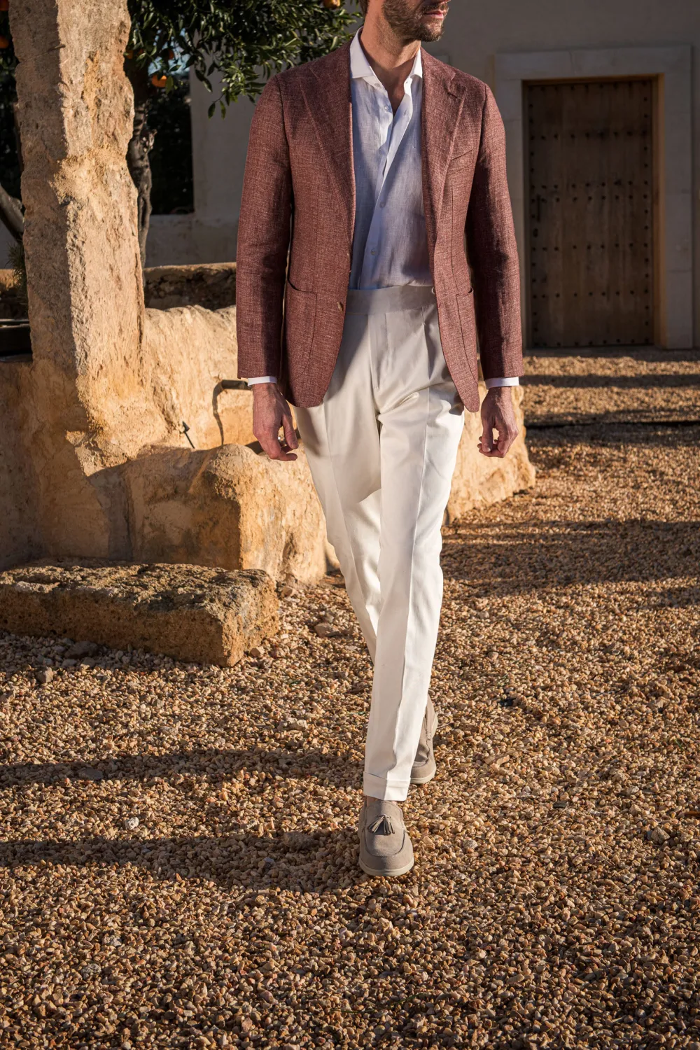 Burgundy Linen And Wool Jacket