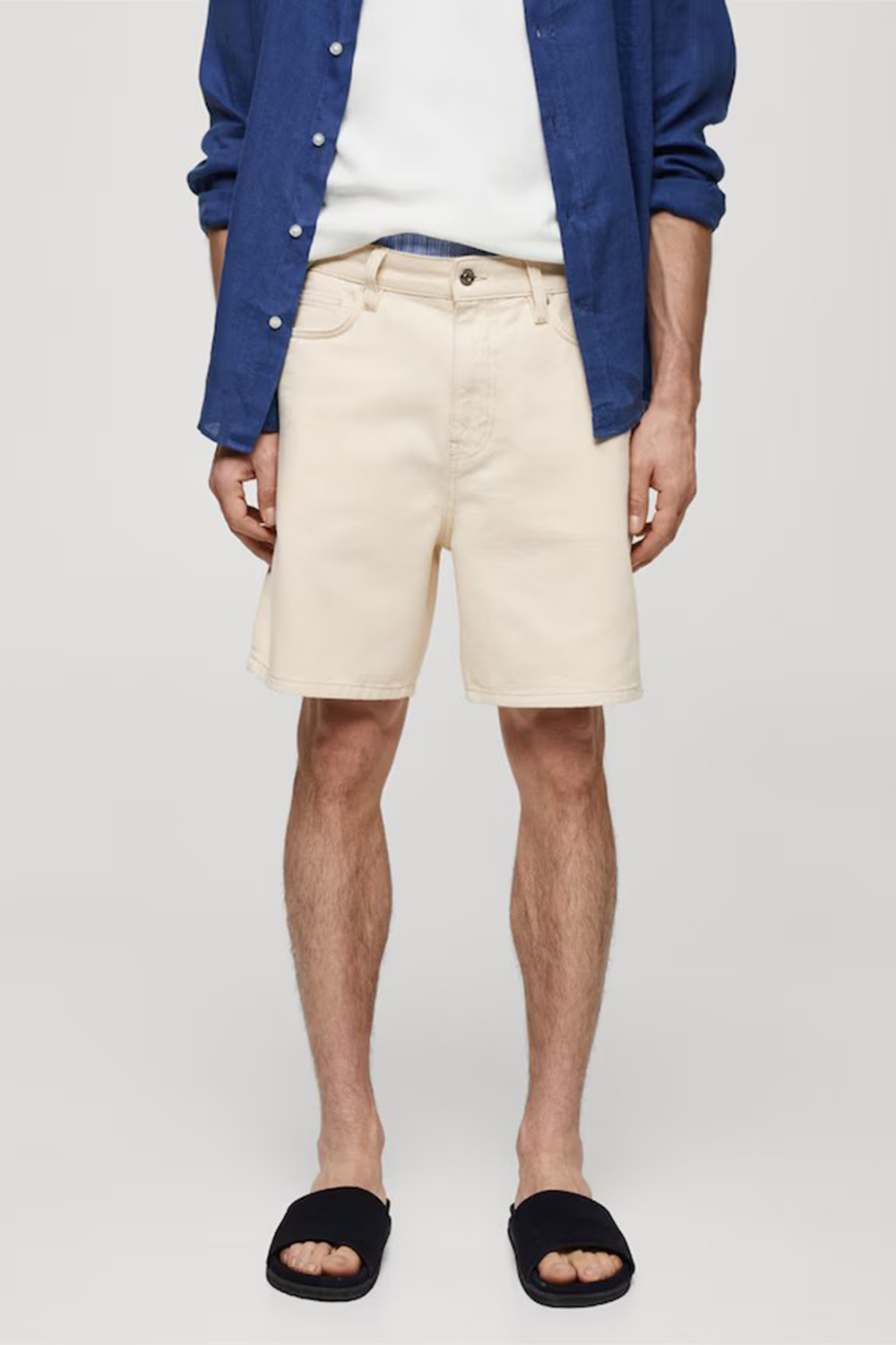 Non-Stretch Denim Bermuda Shorts