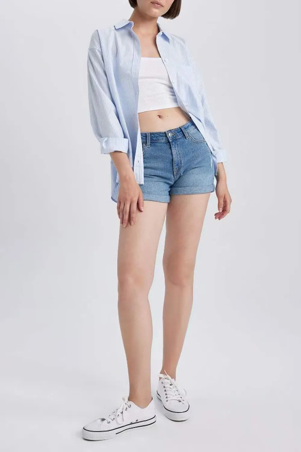 Normal Waist Folded Leg Shorts