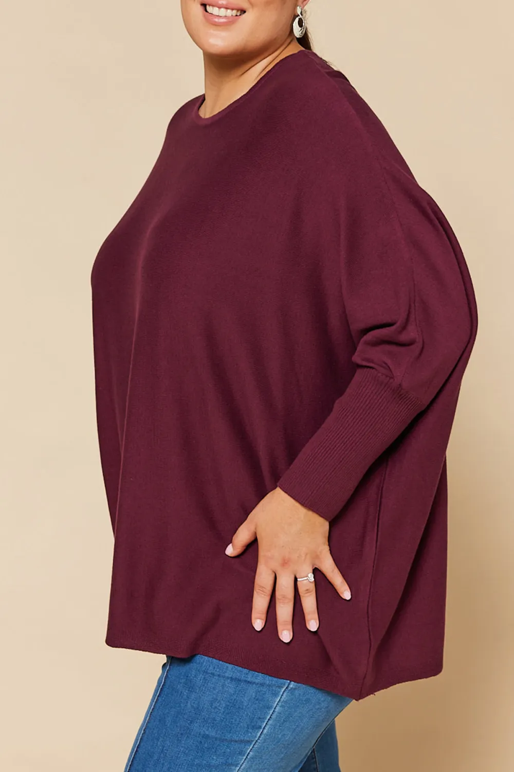 Mia Oversized Jumper In Plum