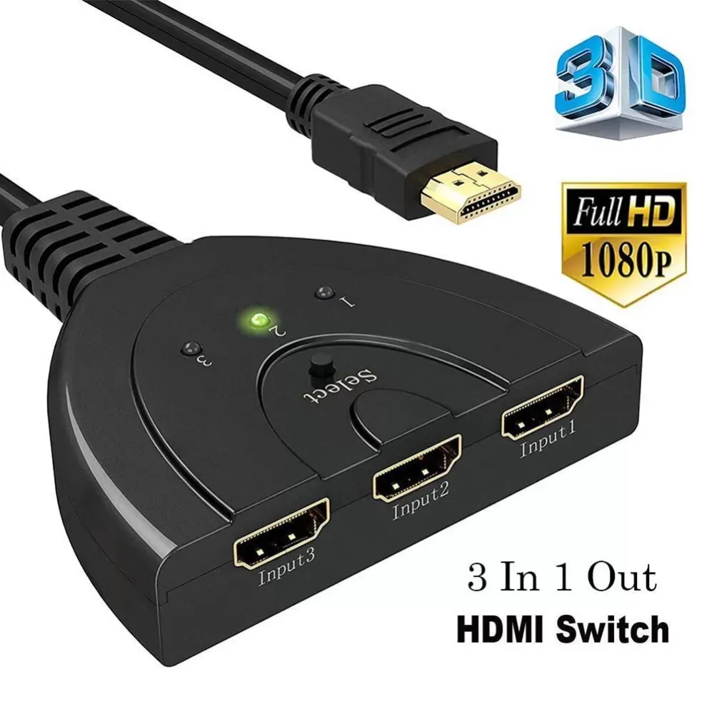 3 Port HDMI HUB Switch 1080P HD 3 in 1 out Video Audio Splitter ,Compatible with HD-DVD, sky-stb, PS3, xbox6,