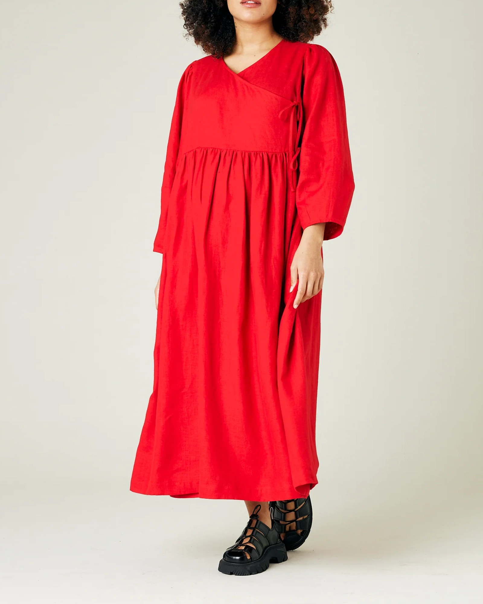 RED LINEN DRESS