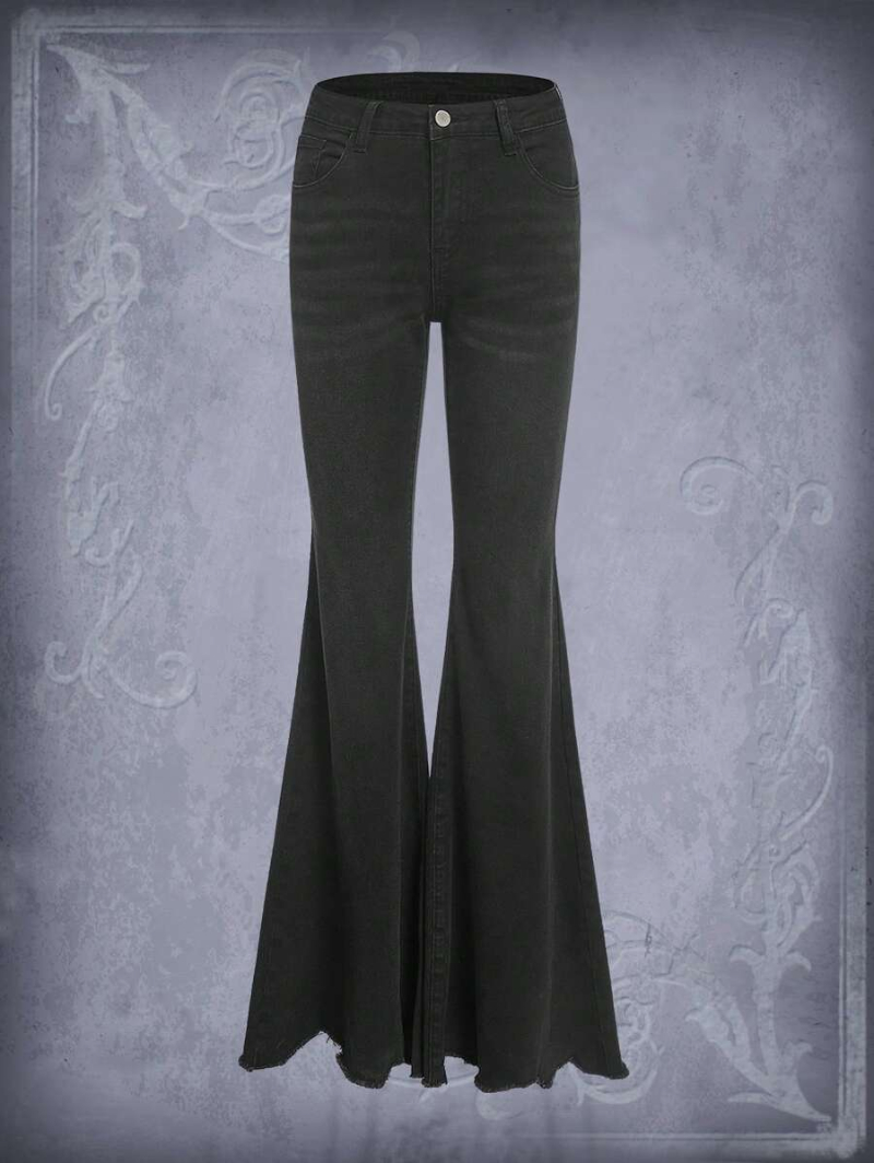 Goth Solid Flare Leg Jeans