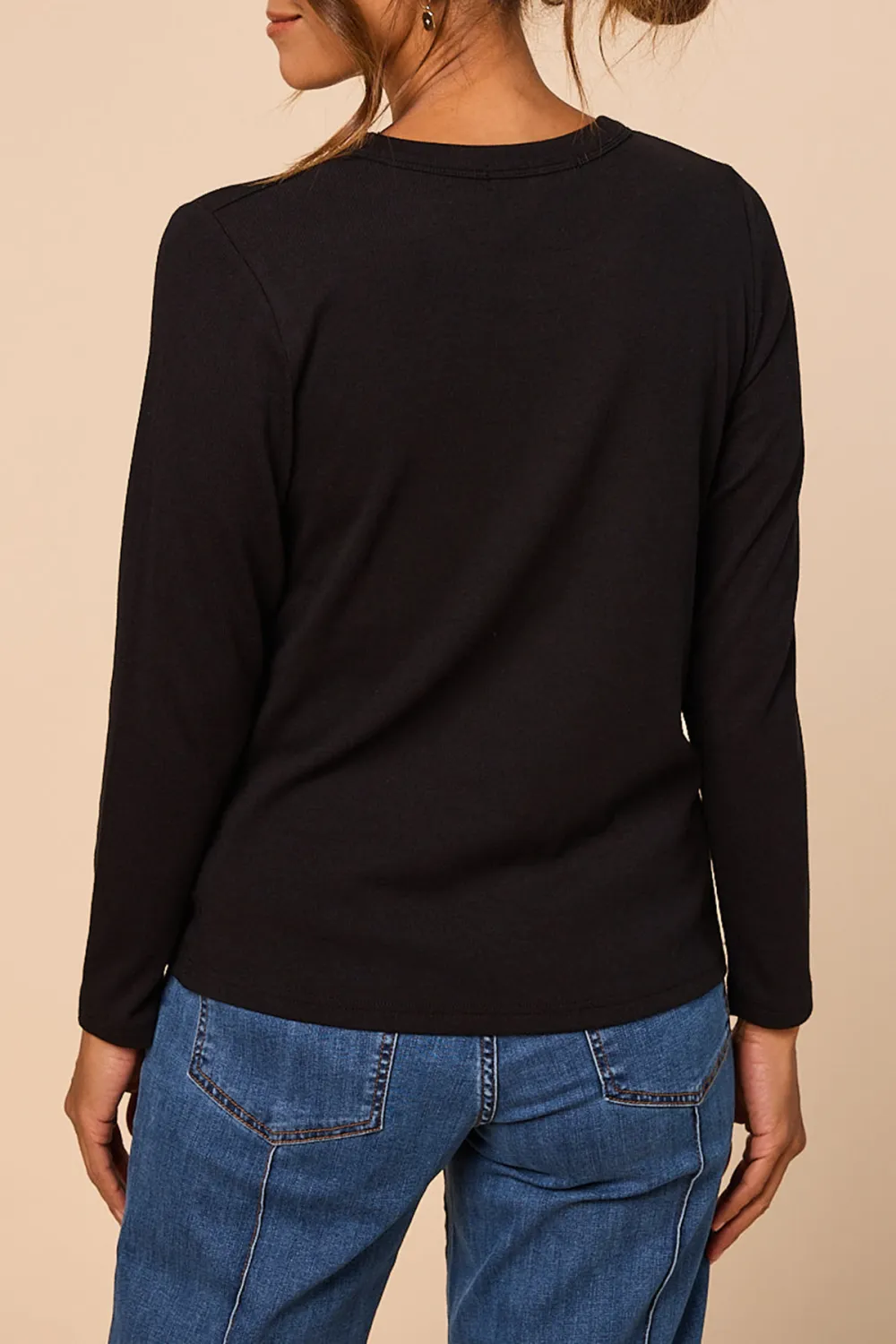 Adrift Ribbed Long Sleeve Tee In Black