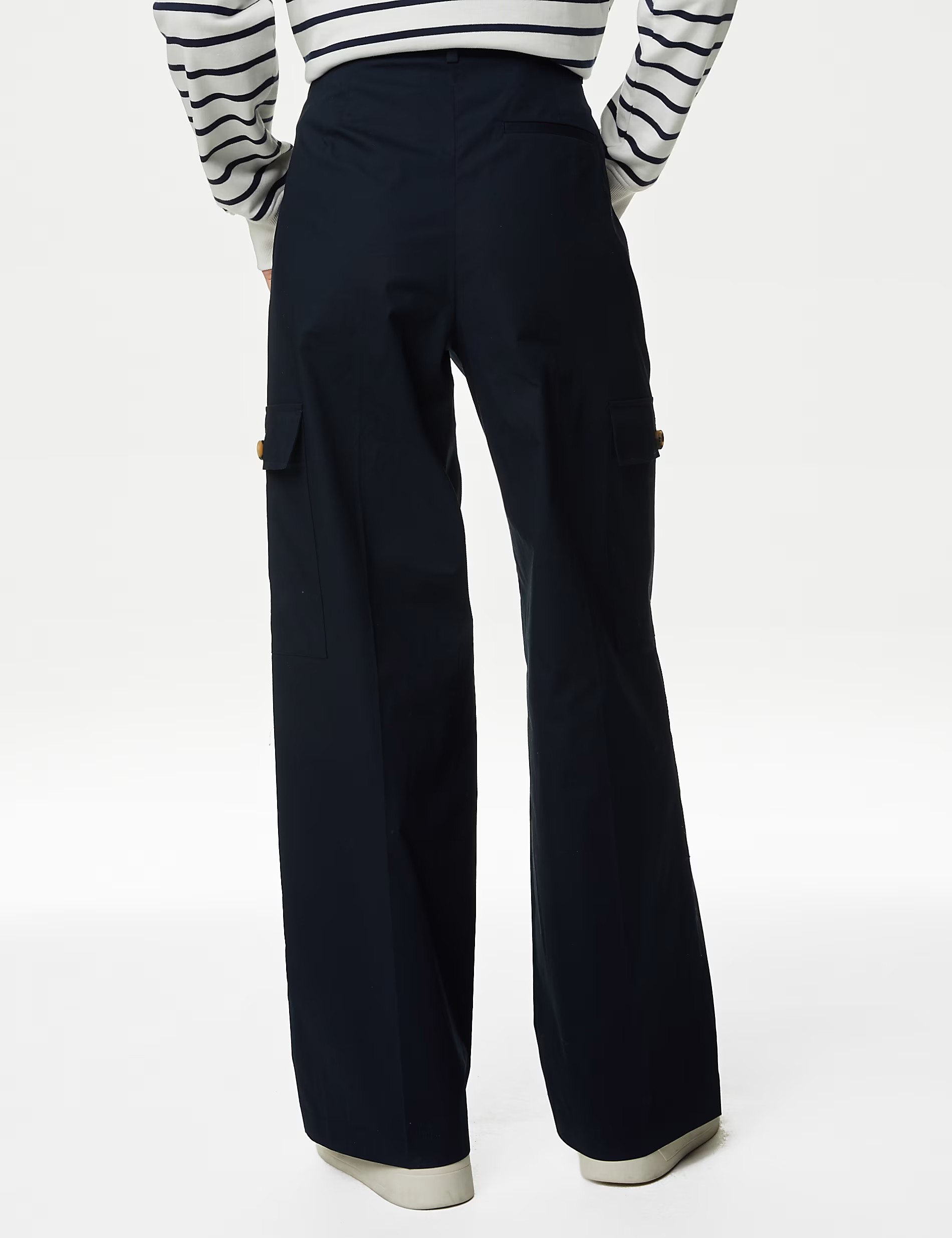 Cotton Rich Cargo High Waisted Trousers