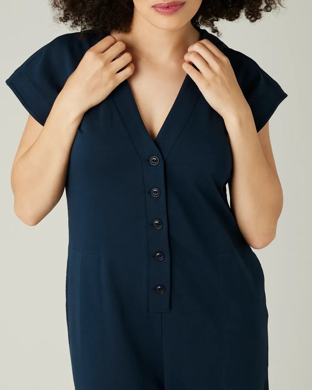 NAVY COTTON JERSEY JUMPSUIT