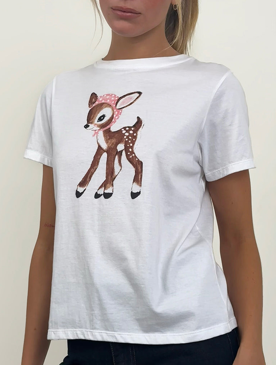 White Deer With Scarf Saki Tee