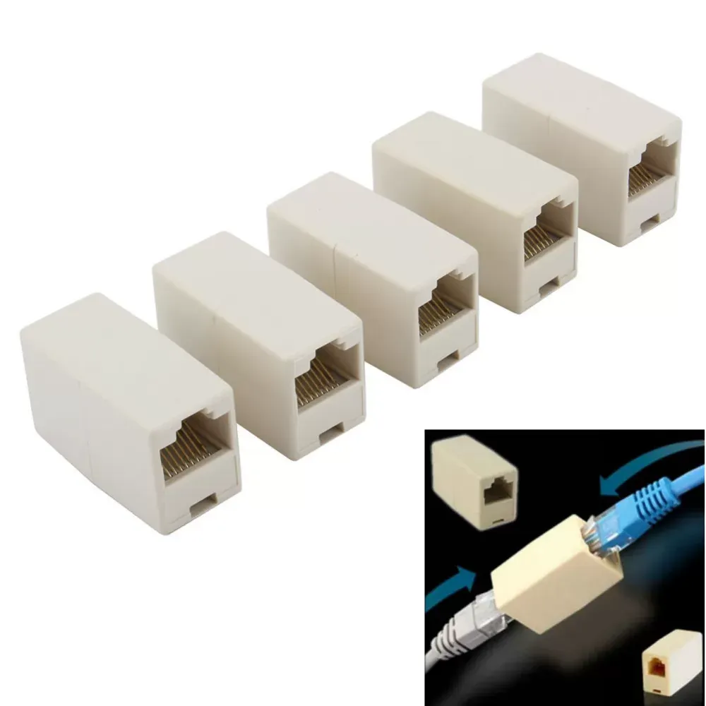 Newtwork Ethernet Lan Cable F/F Female to Female RJ45 Coupler Straight Modular Inline Connector CAT 5 5E Cat5E Extender Plug Extension Joiner Adapter