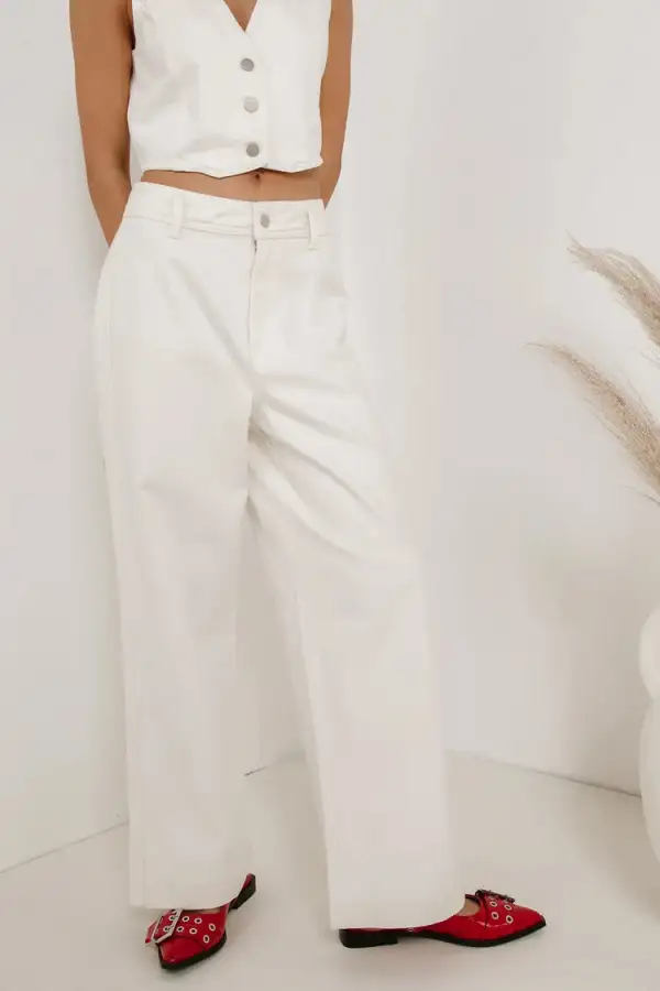 GEORGIA WIDE LEG JEANS IN CREAM