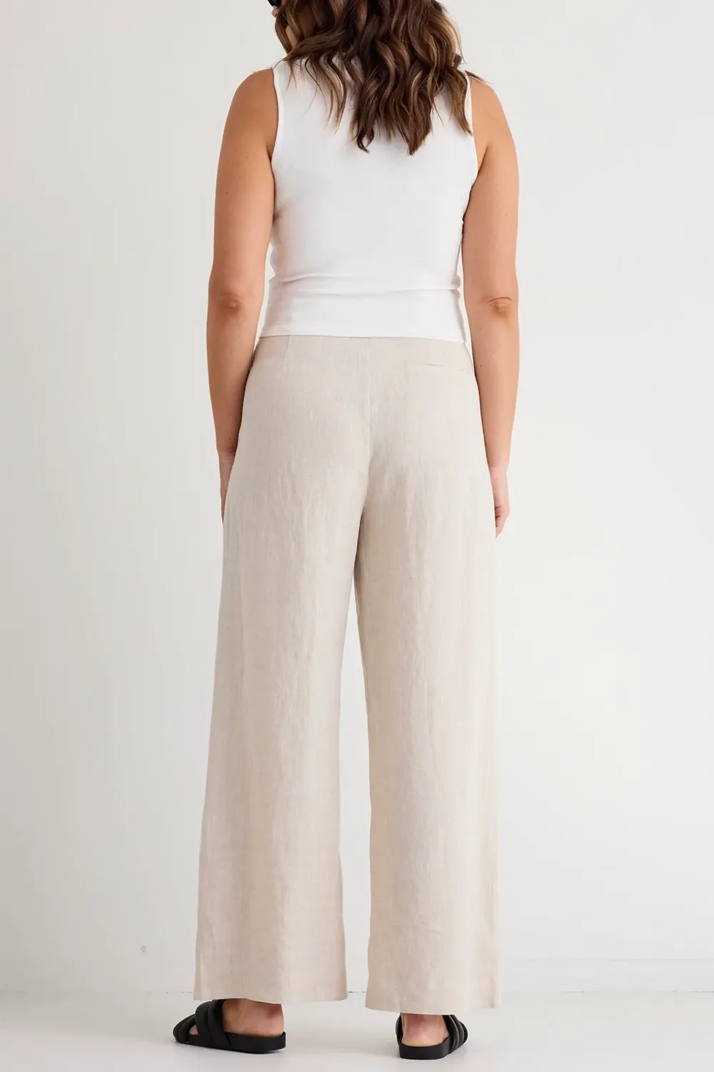 Island Natural Linen Pleat Front Wide Leg Pant