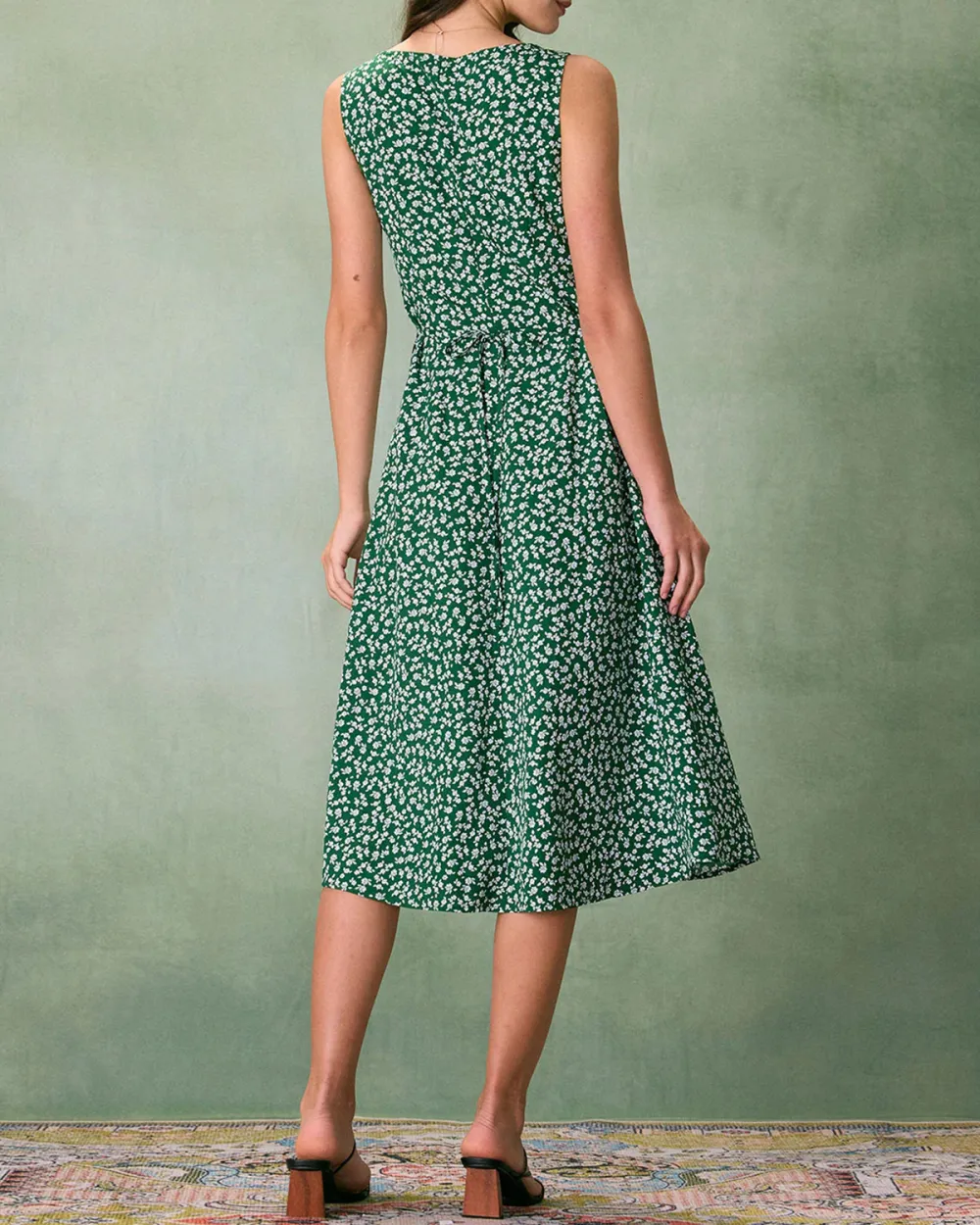 Green Print Halter Dress