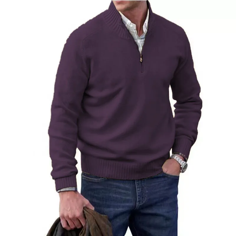 Men's Winter Casual Cashmere Zipper Basic Sweater