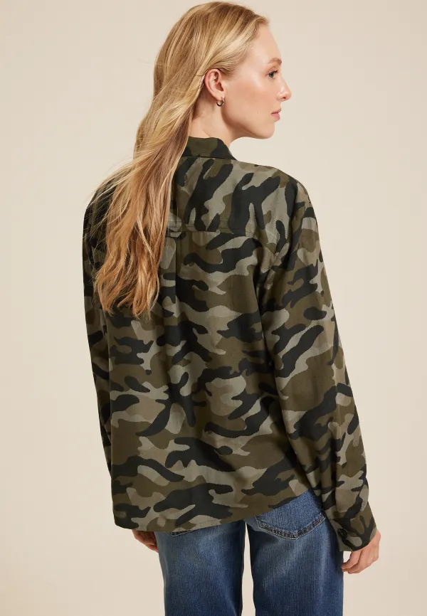 Shortie Utility Camo Button Up Shirt