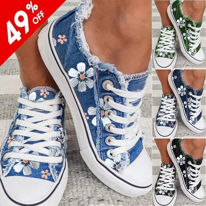 Women's Sneakers Star Striped Lace-up Canvas Sneakers