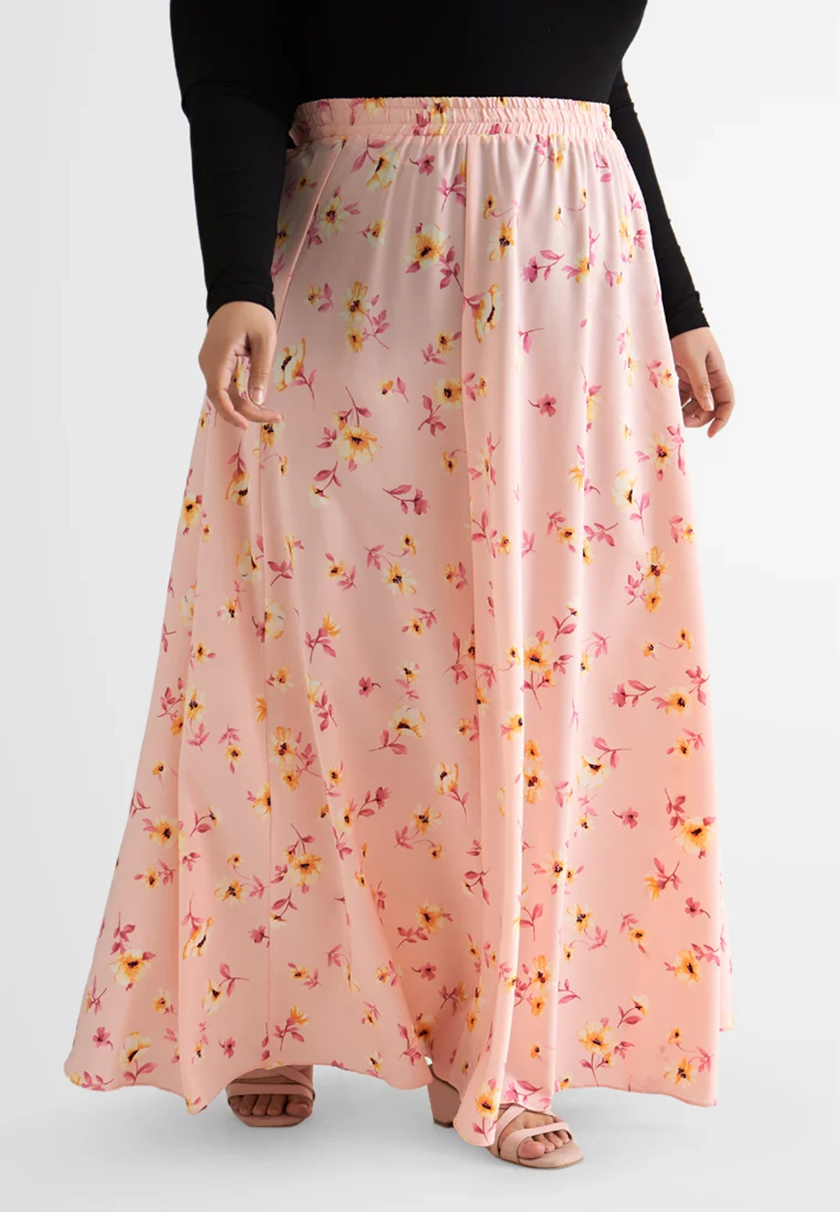 Casual Botanical Print Polyester Skirt