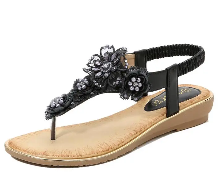 Cilool Open Toe Flowers Bohemian Sandals