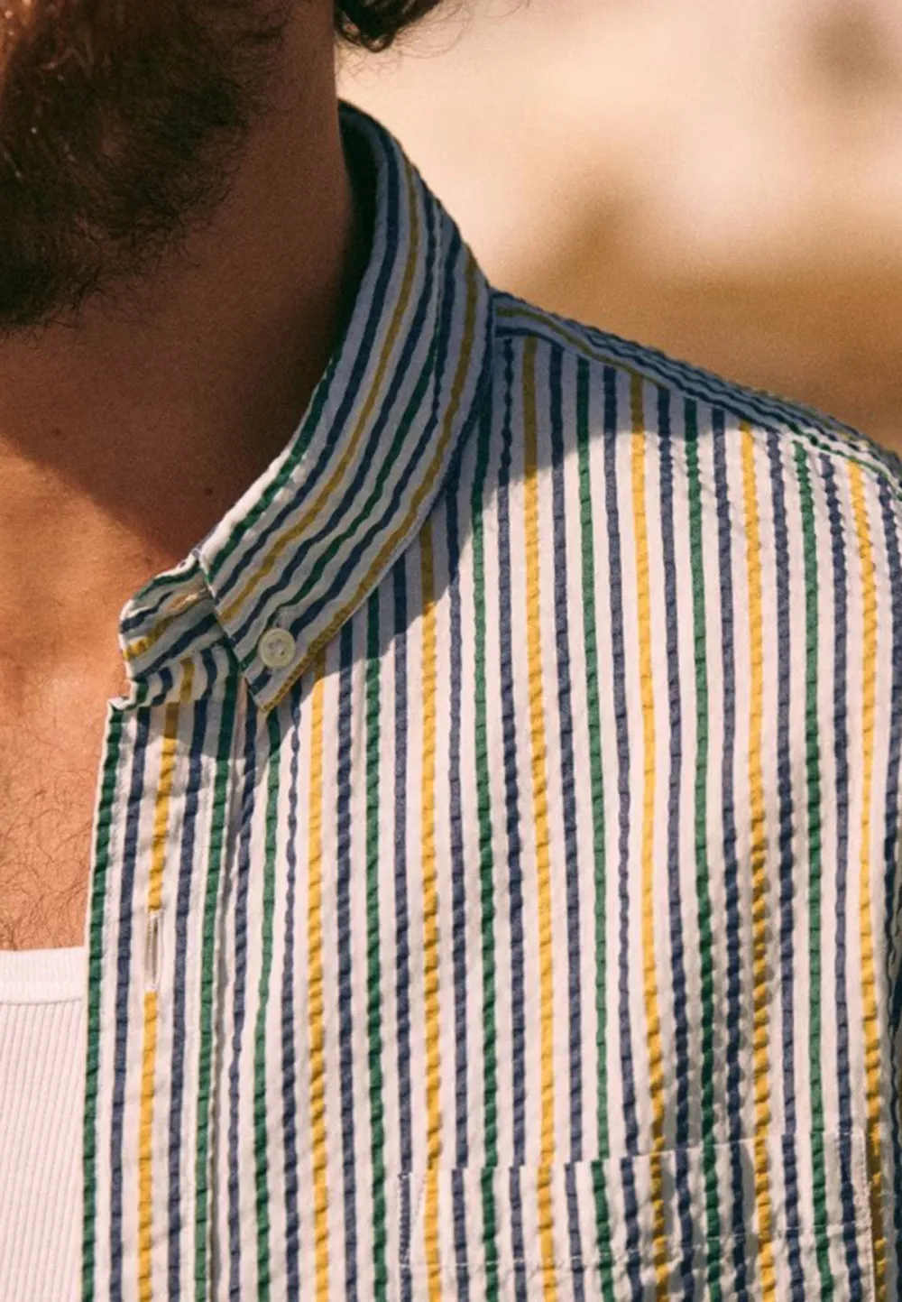 Charlie Seersucker Shirt-White Multicoloured Stripes