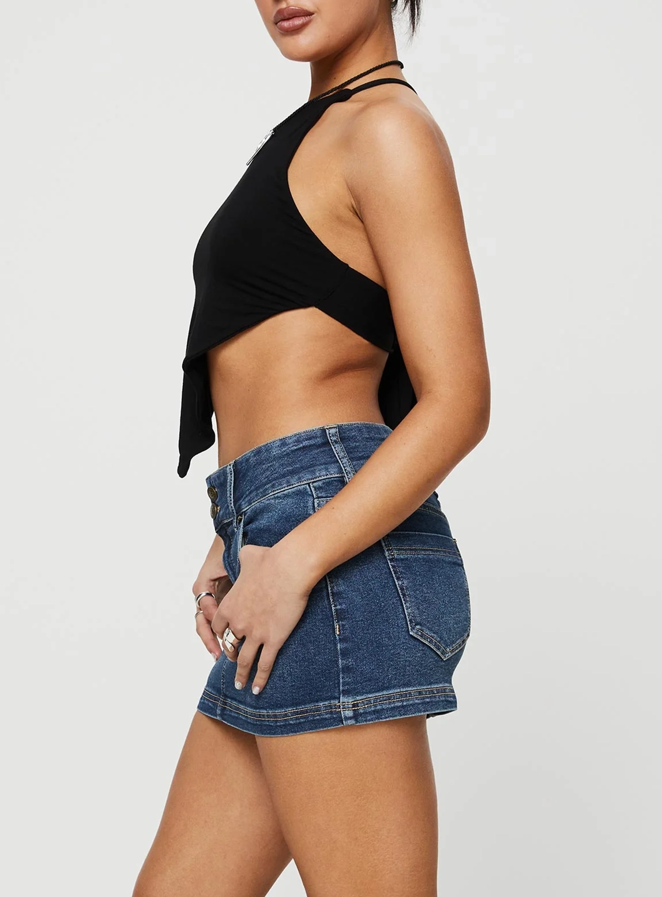 Faya Low Rise Denim Mini Skirt