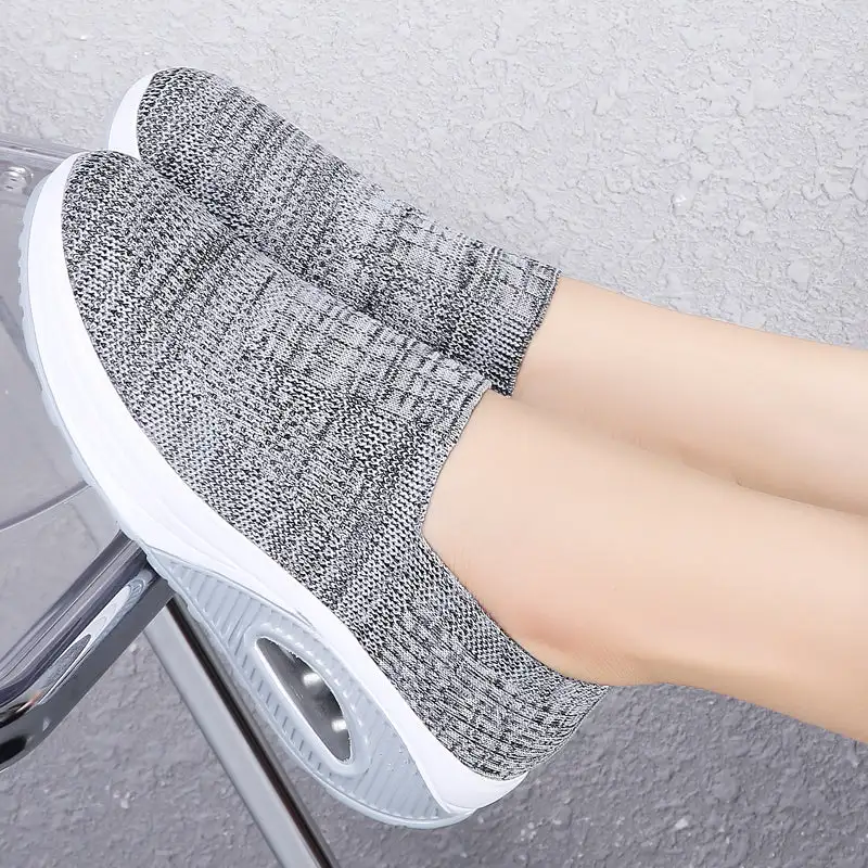 Cilool Casual Shoes Breathable Ladies Platform Sock Sneakers