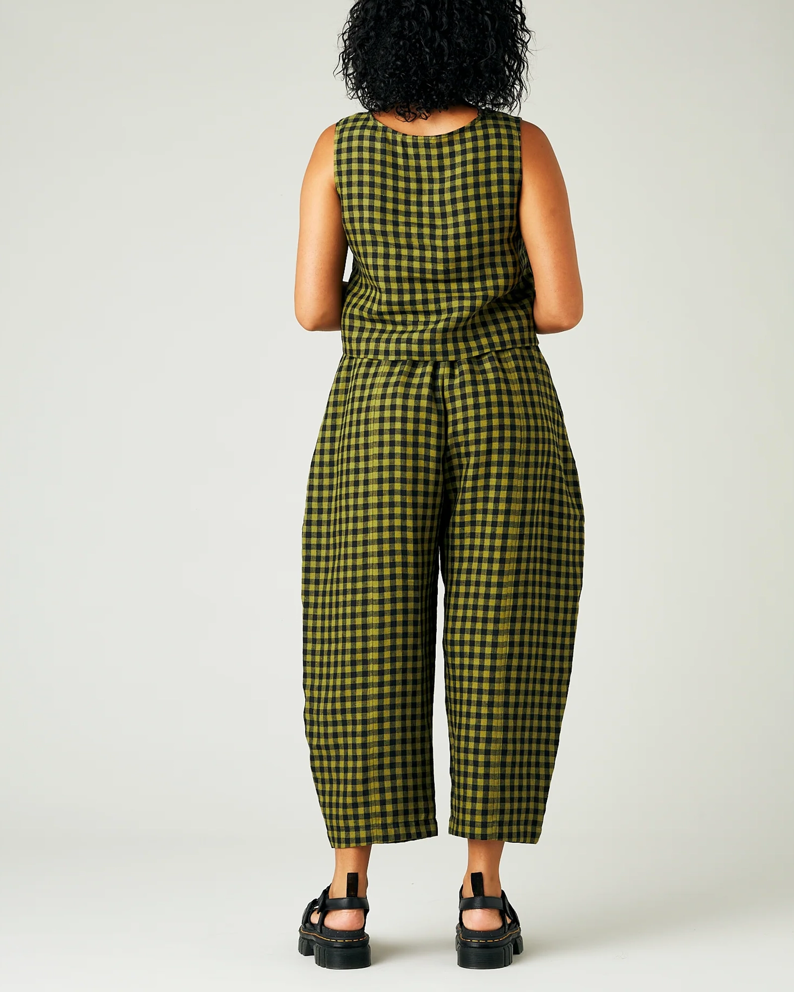 GREEN GINGHAM LINEN TROUSERS