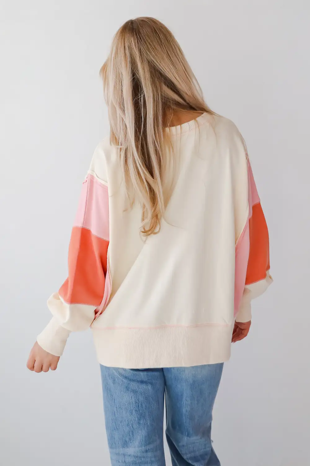 Perfect Coziness Cream Color Block Pullover