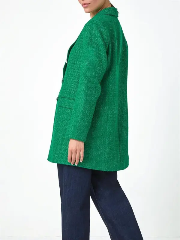 Green Tailored Longline Boucle Jacket