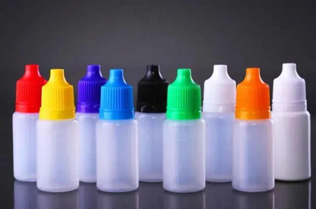 100Pcs/Lot 5ml Eyes Drop Refillable Bottle Empty Plastic Squeezable Dropper Bottles Eye Liquid Dropper Sample Colorful Cap