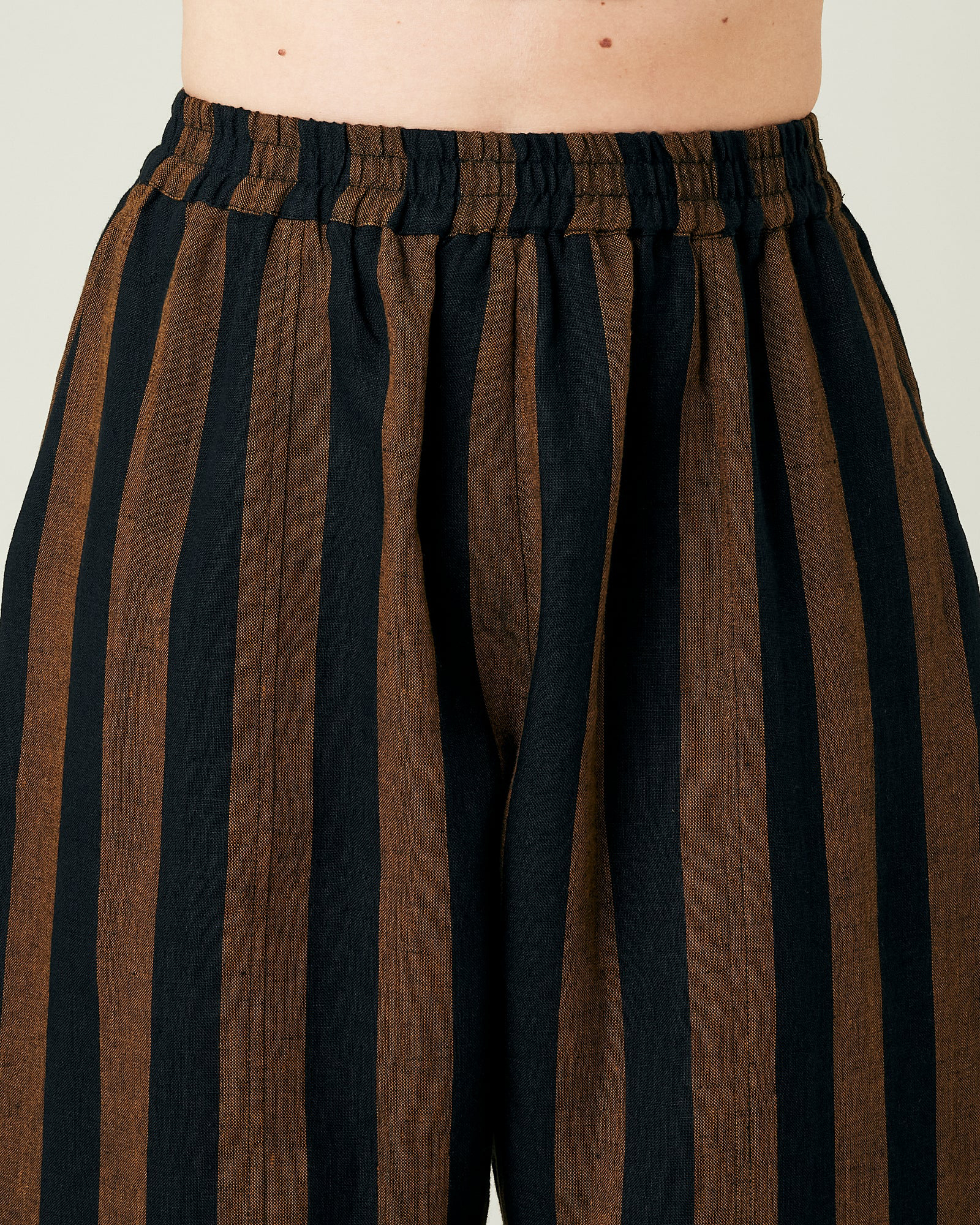 RUST AND BLACK STRIPE LINEN TROUSERS