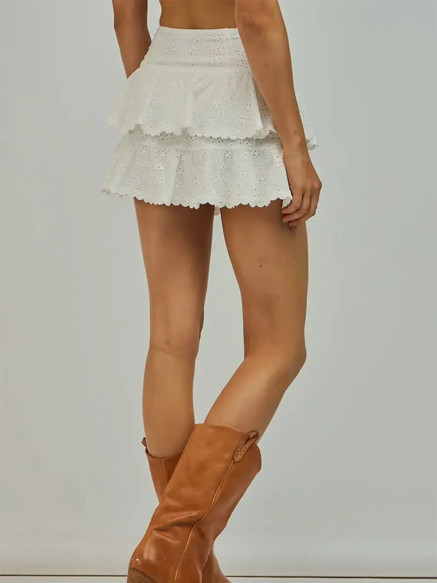 Dallas Eyelet Lace Ruffle Skirt