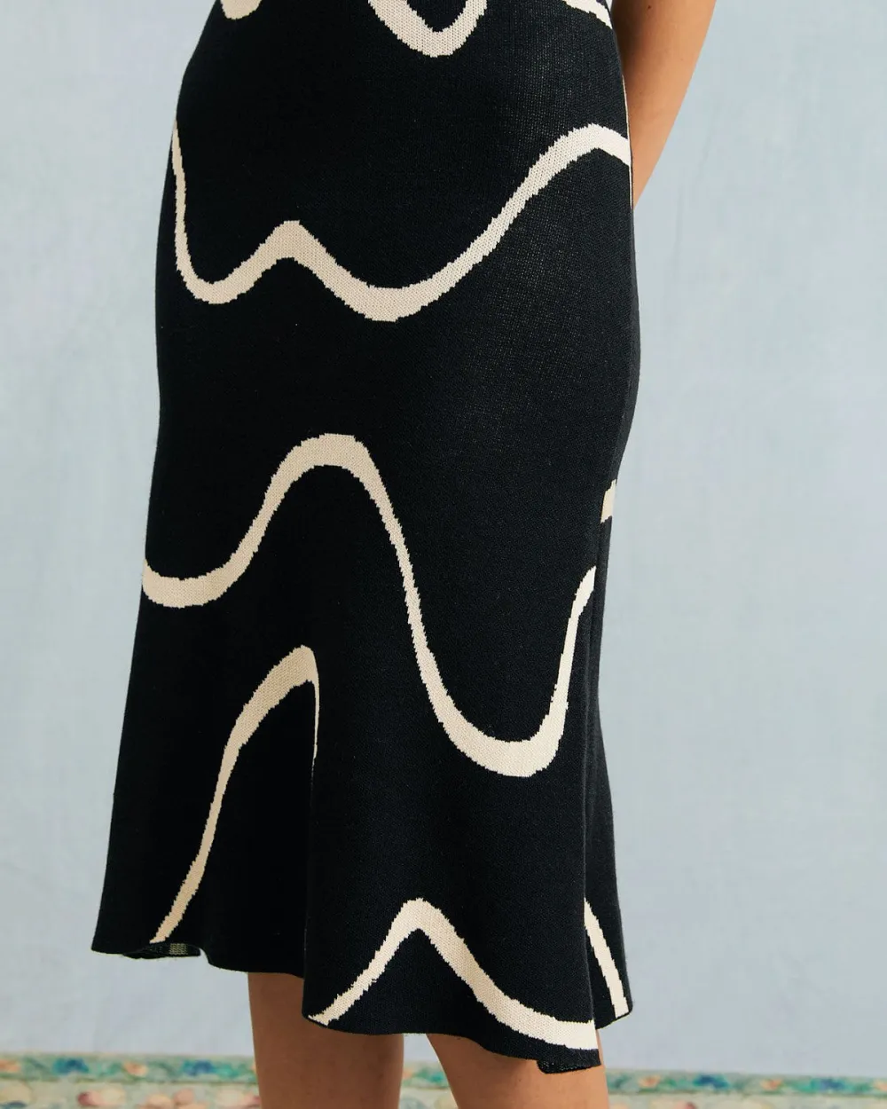 Black and white suspender ripple dress