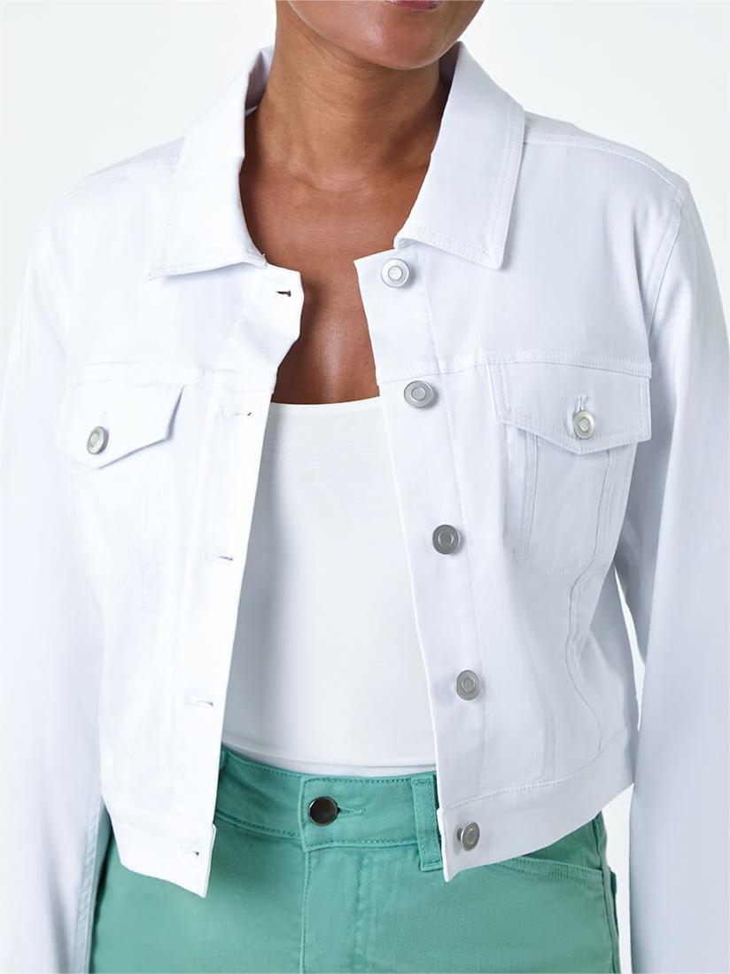 White Cropped Stretch Jacket