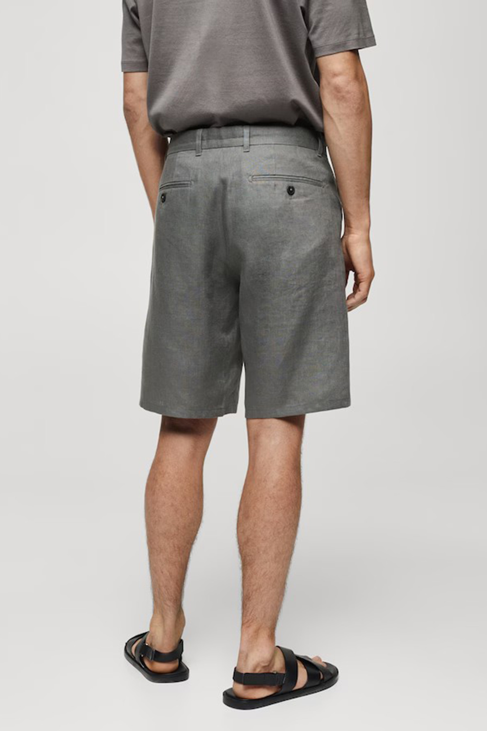 Slim-fit 100% linen bermuda shorts