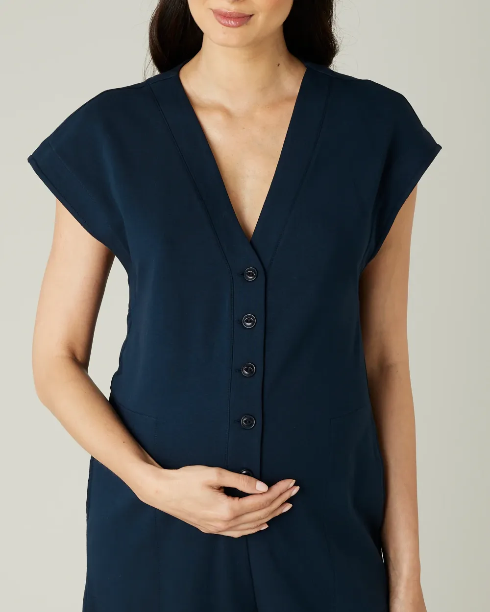 NAVY COTTON JERSEY JUMPSUIT