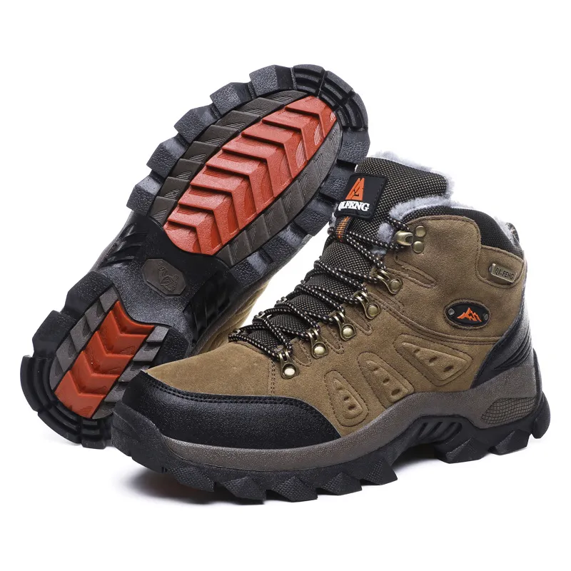 Men's Mountaineering Orthopedic Ankle Support Hiking Boots Waterproof Non-Slip Wide Toe Tactical Boots (Durability Upgrade)