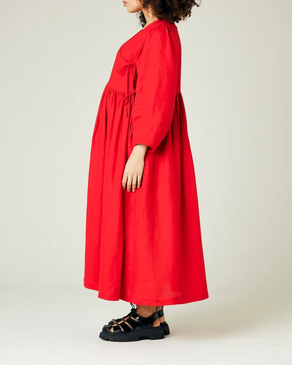 RED LINEN DRESS