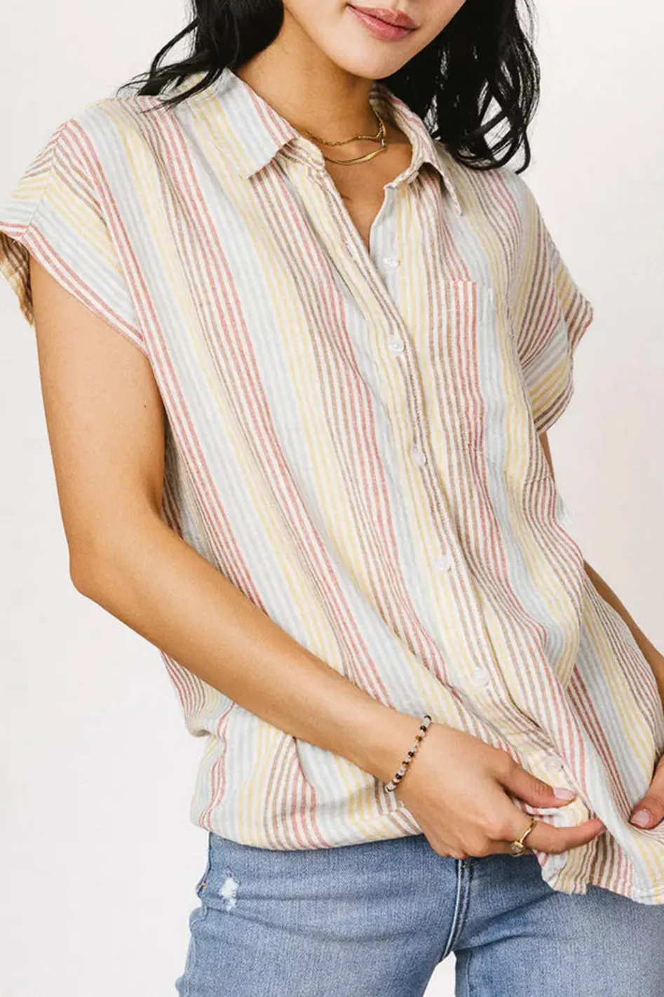 IMOGEN STRIPED BUTTON UP