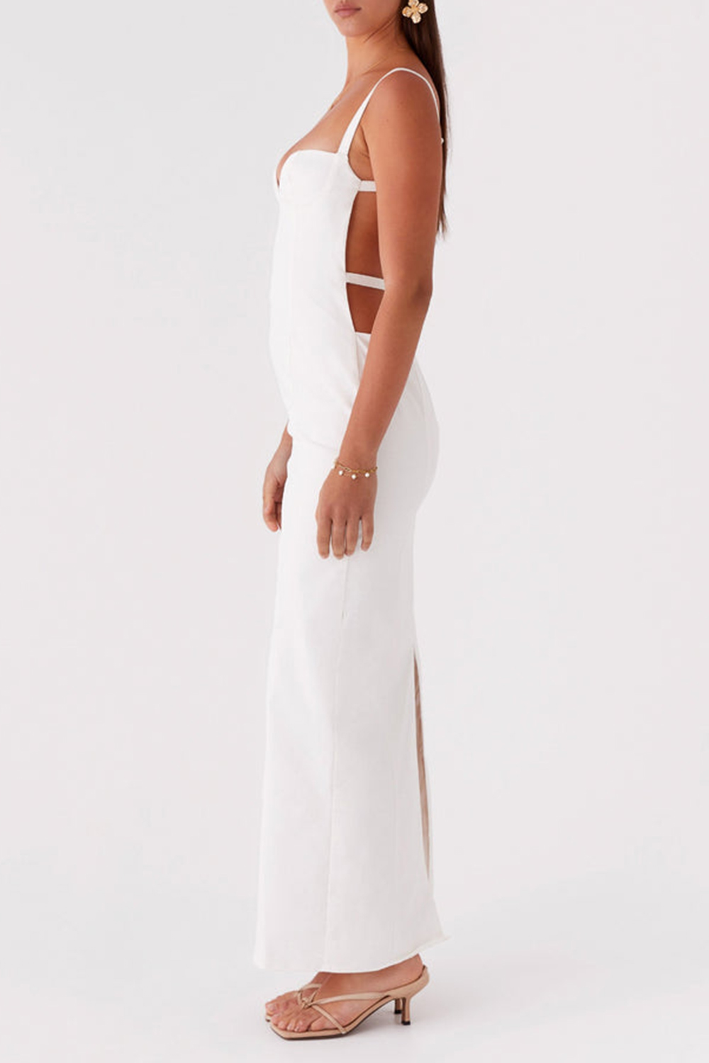 Naomi Backless Maxi Dress - Off White