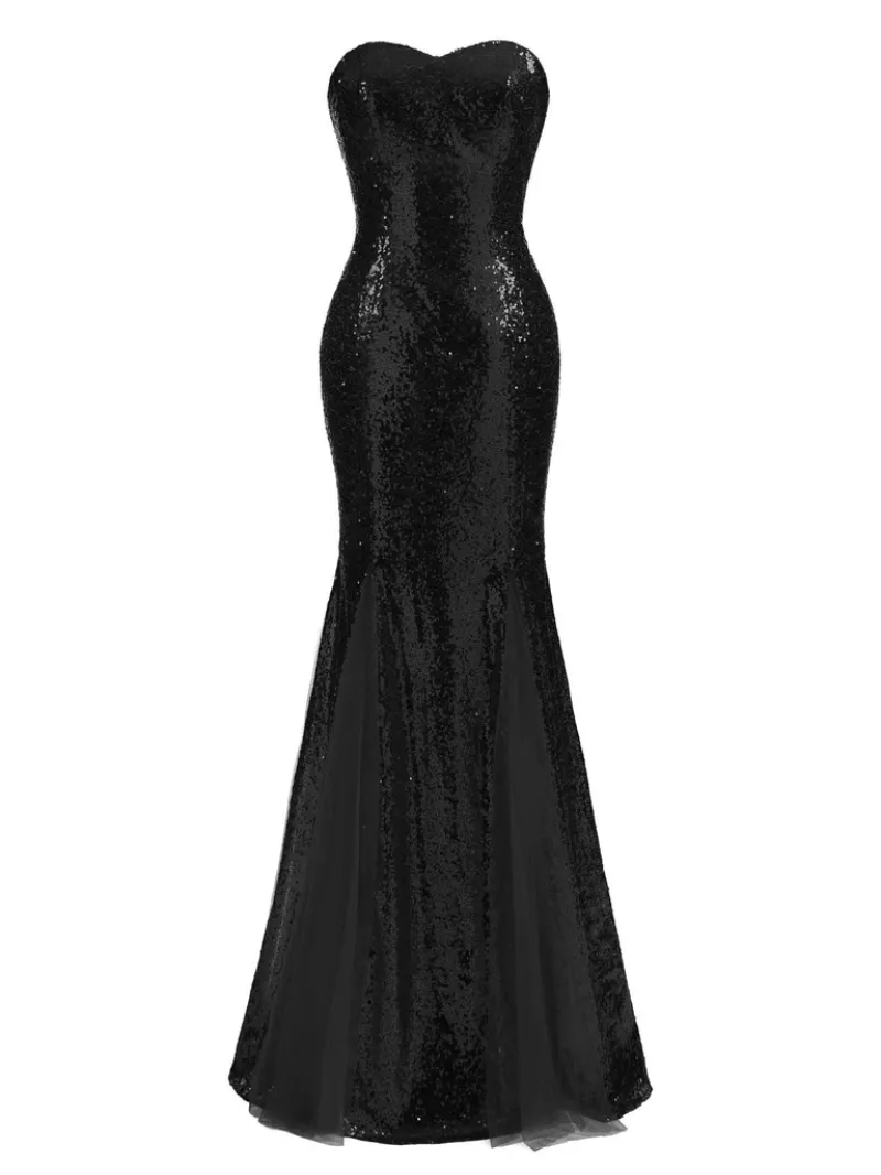 1930S VINTAGE SEQUIN STRAPLESS DRESS