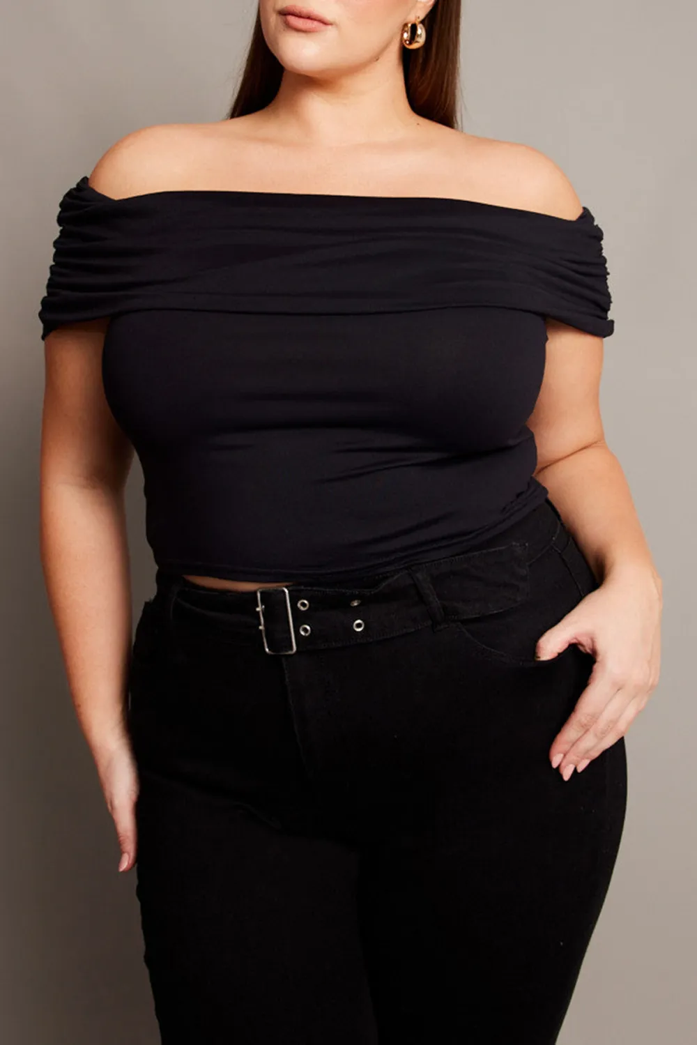 Black Off Shoulder Top Short Sleeve