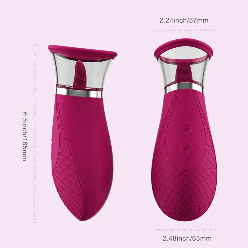 2 in 1 licking & sucking Clit and nipples dual stimulation 3 suction levels, 9 licking modes Body-safe silicone, soft to the touch