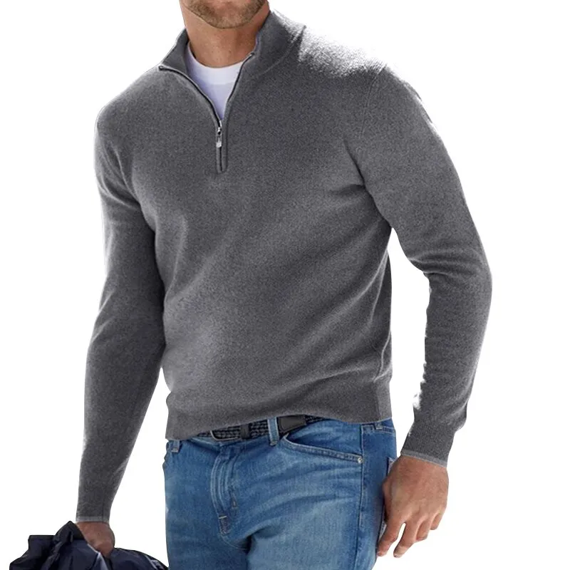 Men's Cashmere Zipper Basic Sweater