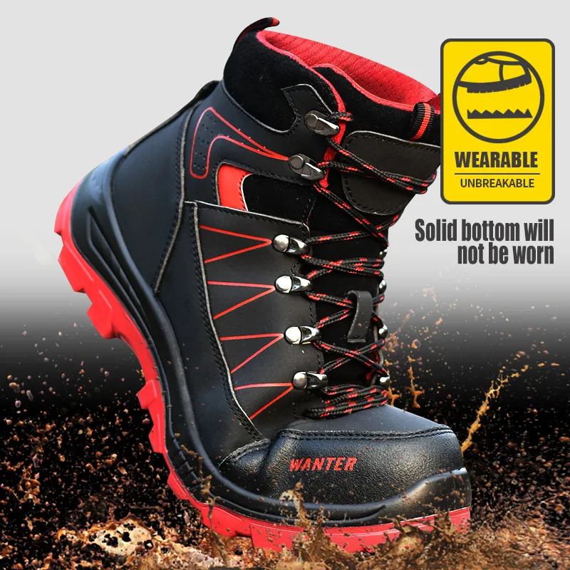 Men Steel Toe Cap Waterproof Safety Boots Outdoor Hiking Shoes (Durability Upgrade)