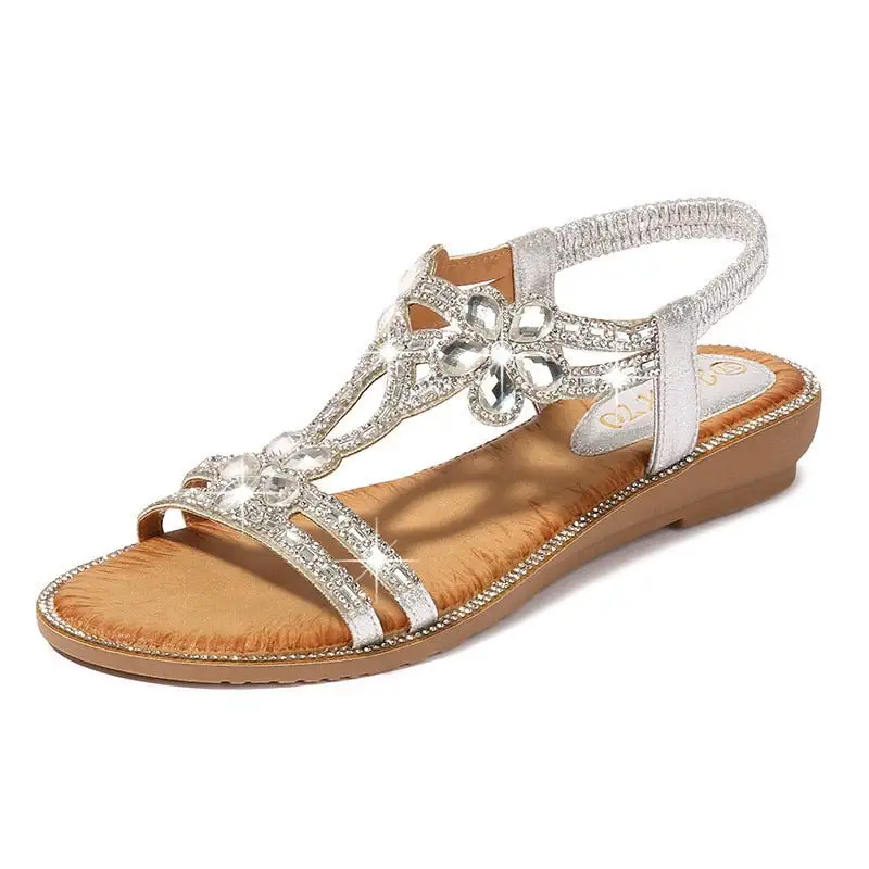 Bohemian Style Fashion Woman Sandals Diamonds Wedge Party Shoes