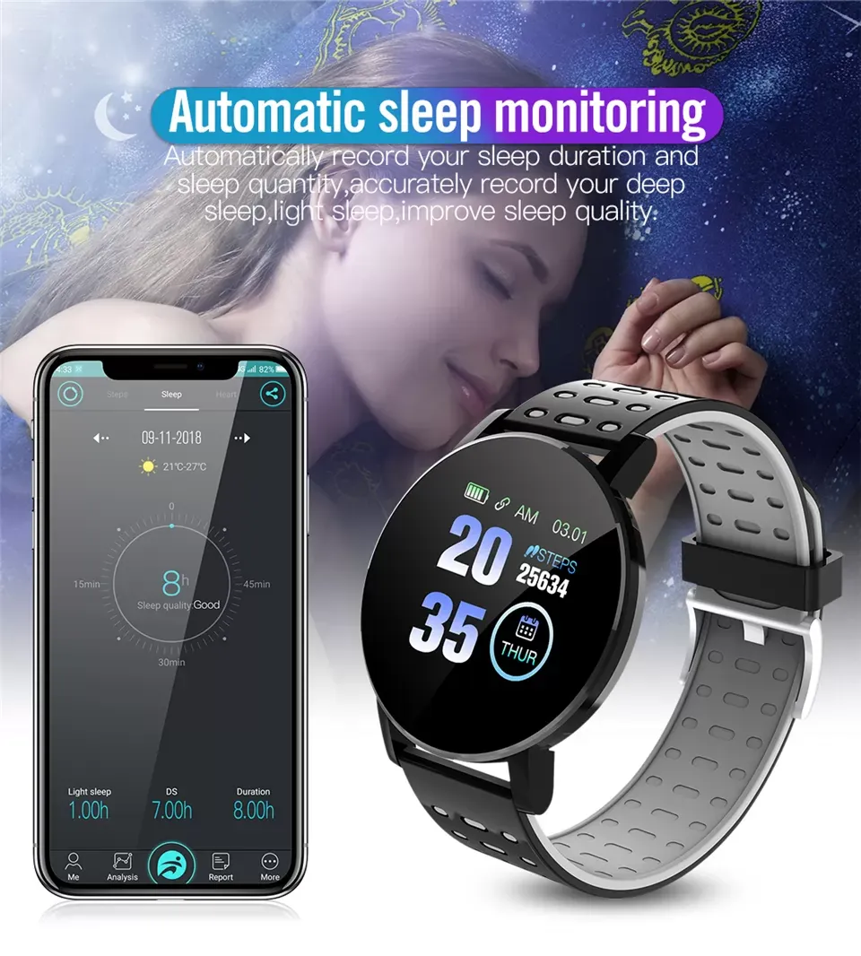 119 Plus Smart Watch Blood Pressure Smart watch Men Smart Band Sport Tracker Women Smartband smart bracelet For Android IOS