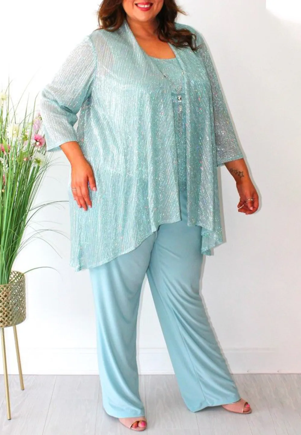 Sea Green Three Piece Trouser Suit