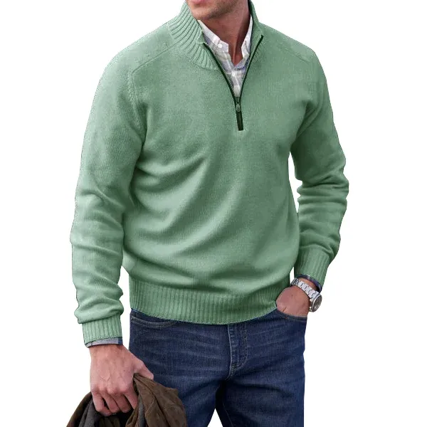 Men's Winter Casual Cashmere Zipper Basic Sweater