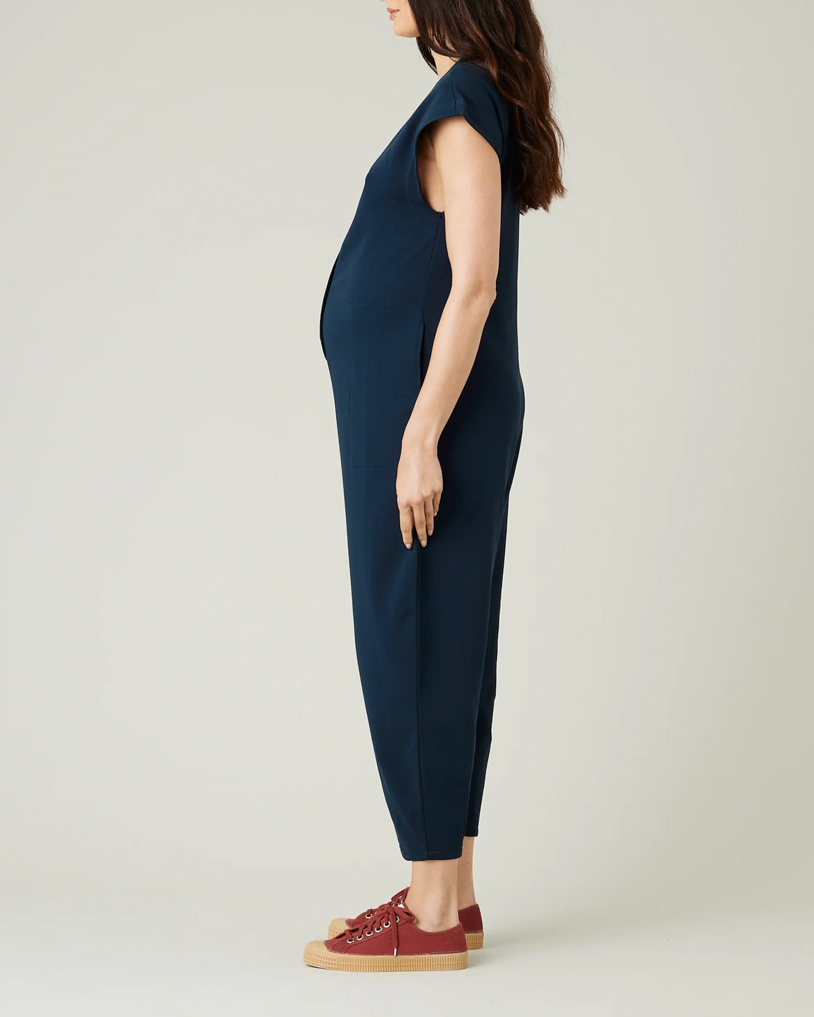 NAVY COTTON JERSEY JUMPSUIT